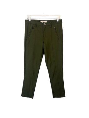 Calvin Klein Olive Green Stretch Pants With Faux Zipper Pockets Size 30 EUC